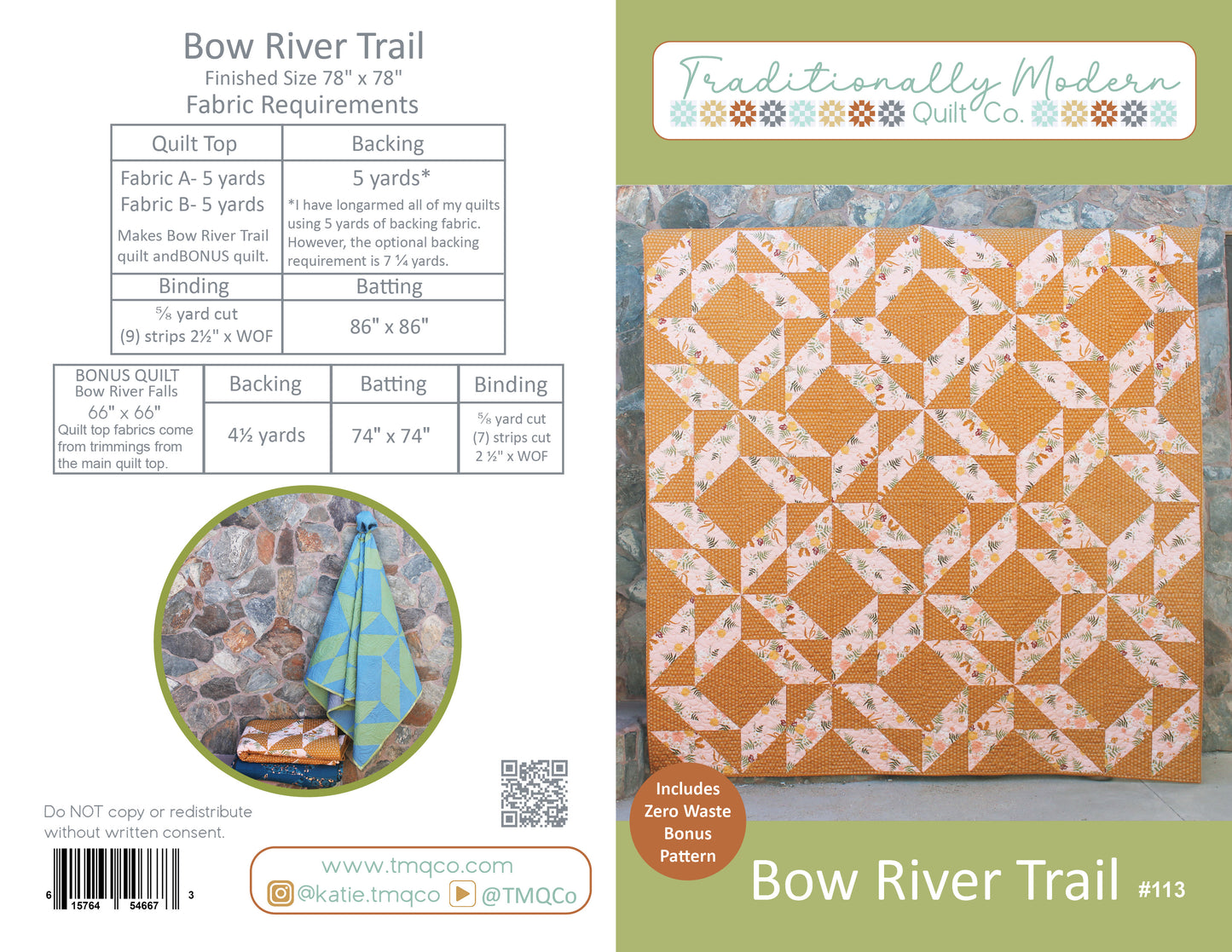 Bow River Trail Quilt Pattern PAPER WHOLESALE ONLY
