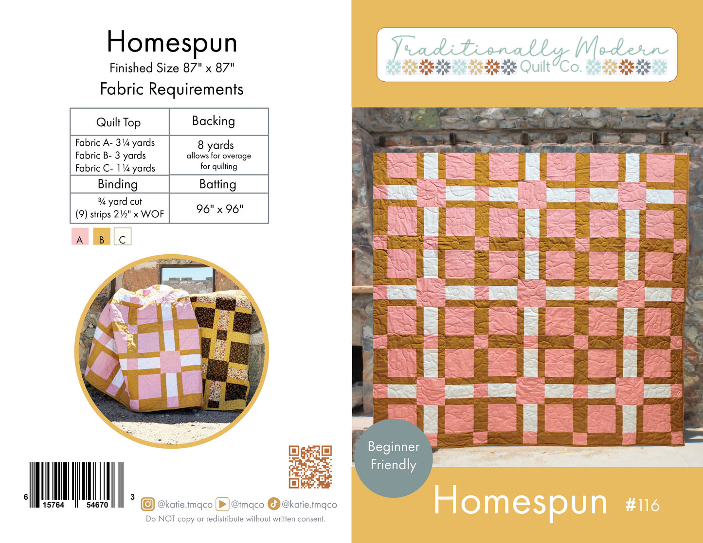 Homespun Quilt Pattern PDF