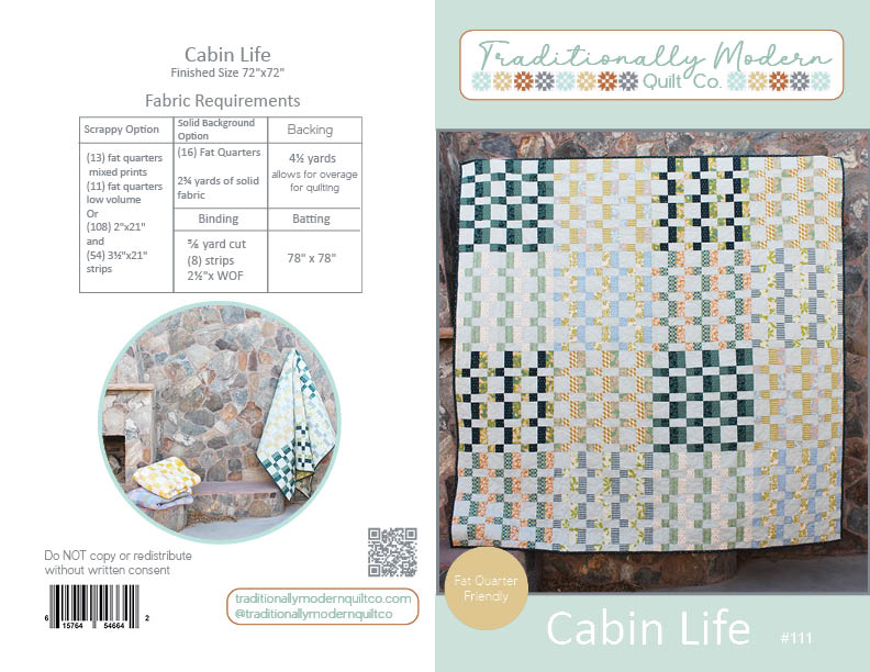Cabin Life Quilt Pattern PAPER